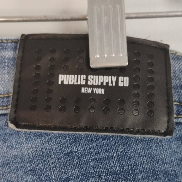 PUBLIC SUPPLY CO. New York Blue Skinny Jeans Distressed Details Men's Size 30/32 - Picture 3 of 7